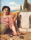 Quiet Prints - A Quiet Pet [detail] by John William Godward